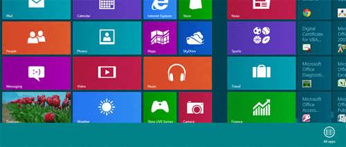 Windows 8 Start Screen, All Apps
